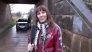 German Mummy Outdoors Is Interviewed To Express The Pleasure She Is Experiencing With Dick In Her Twat